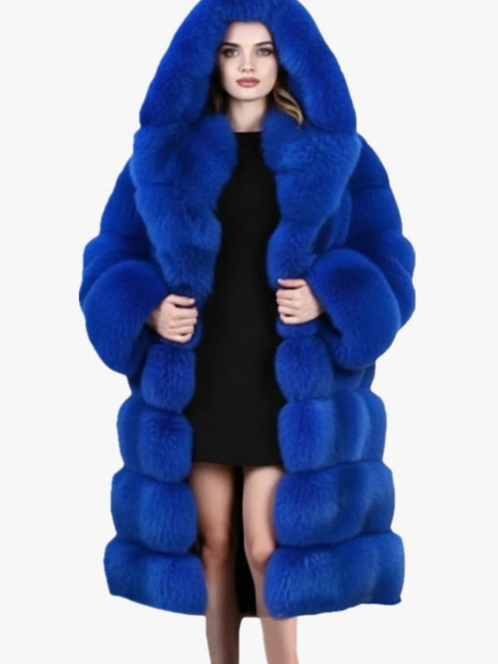 Royal Blue Faux Fur Coat
